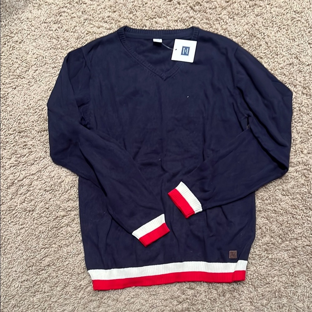 Janie and Jack Blue and Red Striped Sweater
